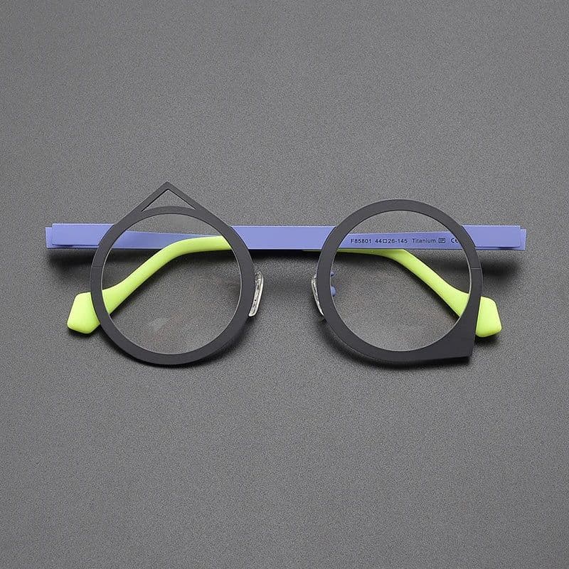 image-Niche personality multi-color ultra light pure titanium glasses frame round literary retro irregular optical prescription glasse