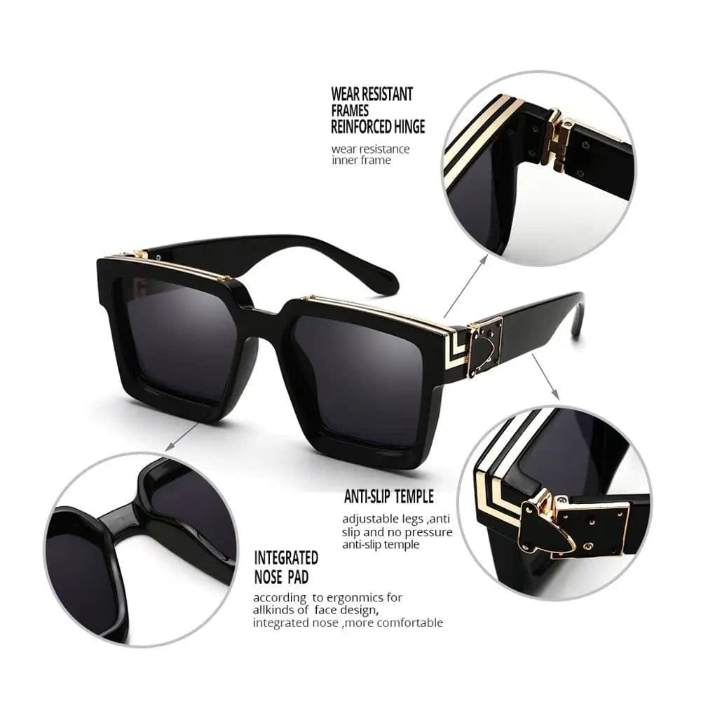 image-New Luxury Brand Designer Square Oversized Sunglasses Men Women 2022 Fashion Thick Frame Glasses Mens UV400 Male Celebrity