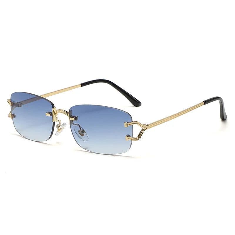 image-New Small Narrow Rimless Sunglasses Fashion Frameless Rectangle Tinted Lens Eyewear 90s Glasses for Women Men