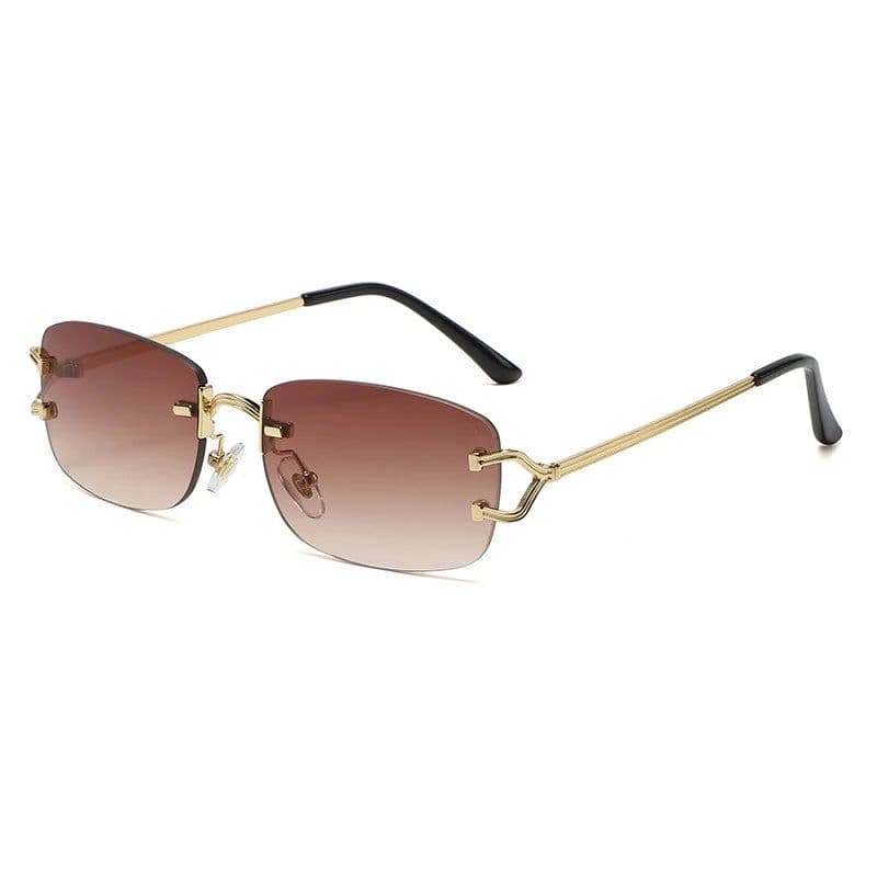 image-New Small Narrow Rimless Sunglasses Fashion Frameless Rectangle Tinted Lens Eyewear 90s Glasses for Women Men