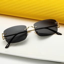 image-New Small Narrow Rimless Sunglasses Fashion Frameless Rectangle Tinted Lens Eyewear 90s Glasses for Women Men