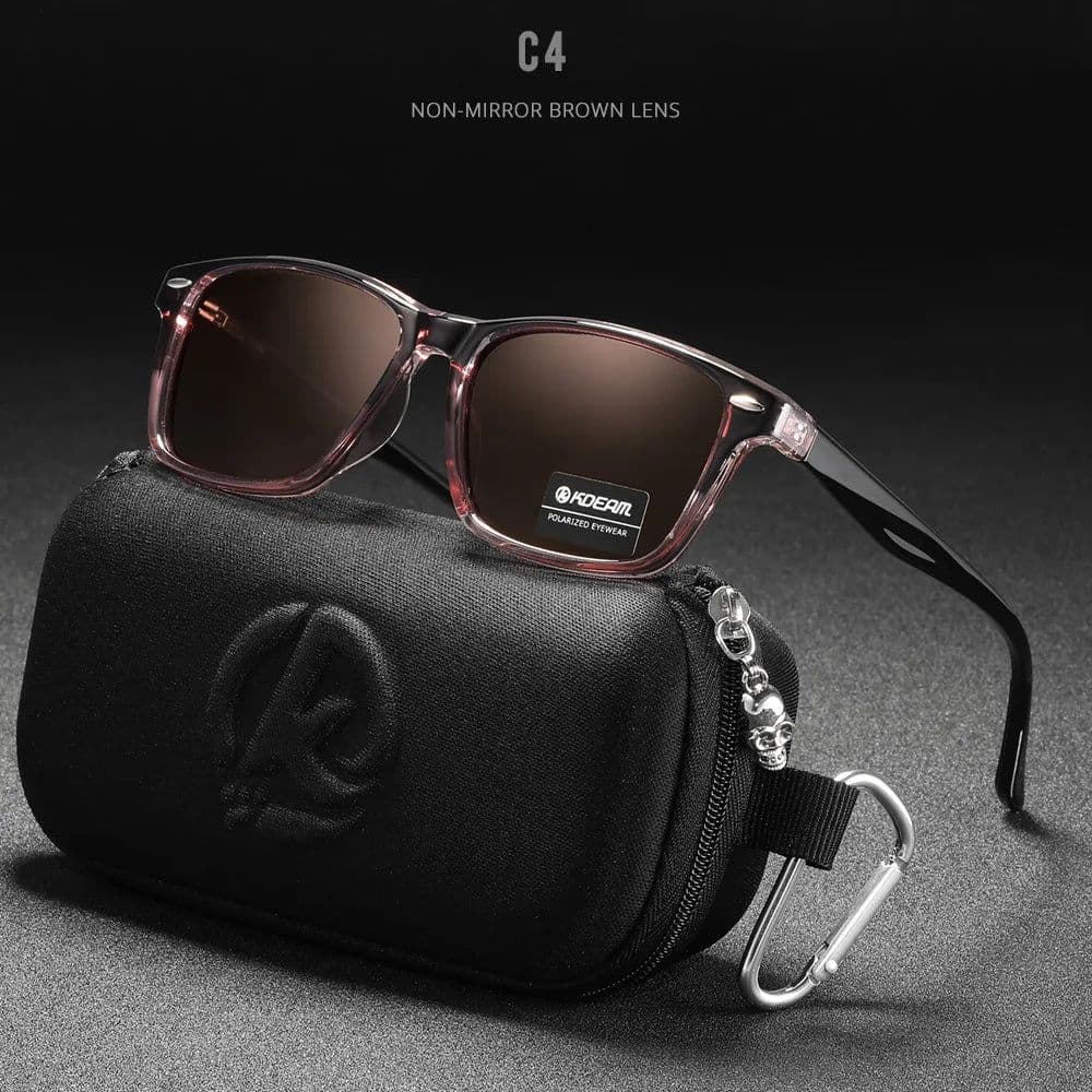image-KDEAM All Matching Square Polarized Sunglasses For Men Women TR90 Material Frame Spring Hinges KD398