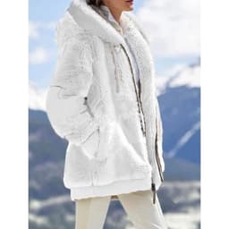 image-Women's Loose Plush Multicolor Hooded Jacket