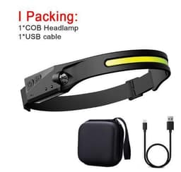 image-COB LED Induction Riding Headlamp Flashlight USB Rechargeable Waterproof Camping Headlight With All Perspectives Hunting Light