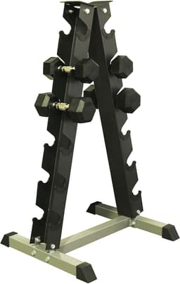 image-A-Frame Dumbbell Rack Stand - Solid Space-Saving Design for Up to 6 Pairs