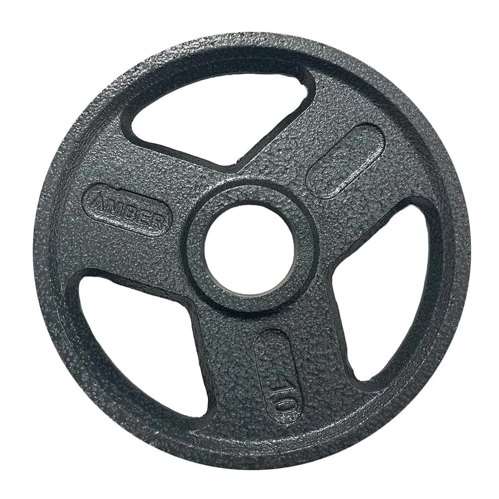 image-Triple-Grip Cast Iron Weight Plates, 2in Hole, Black Enamel Finish