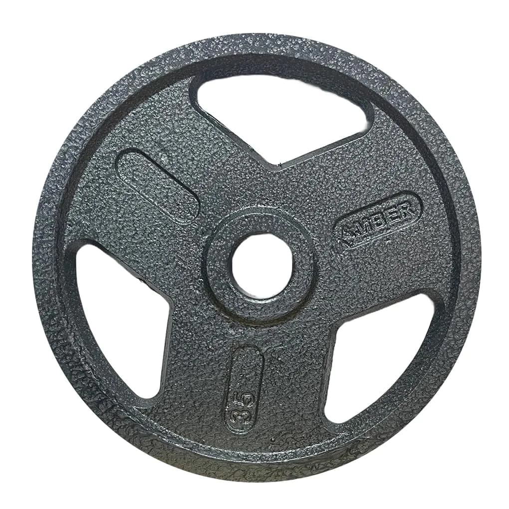 image-Triple-Grip Cast Iron Weight Plates 2in Hole Durable Black Enamel Finish