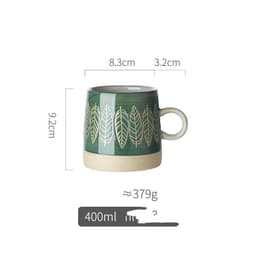 image-Retro Pastoral Water Cup Embossed Stoneware Mug