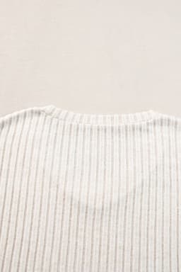 image-Ribbed Knit V Neck Slouchy Two-Piece Outfit - Khaki Modern Chic
