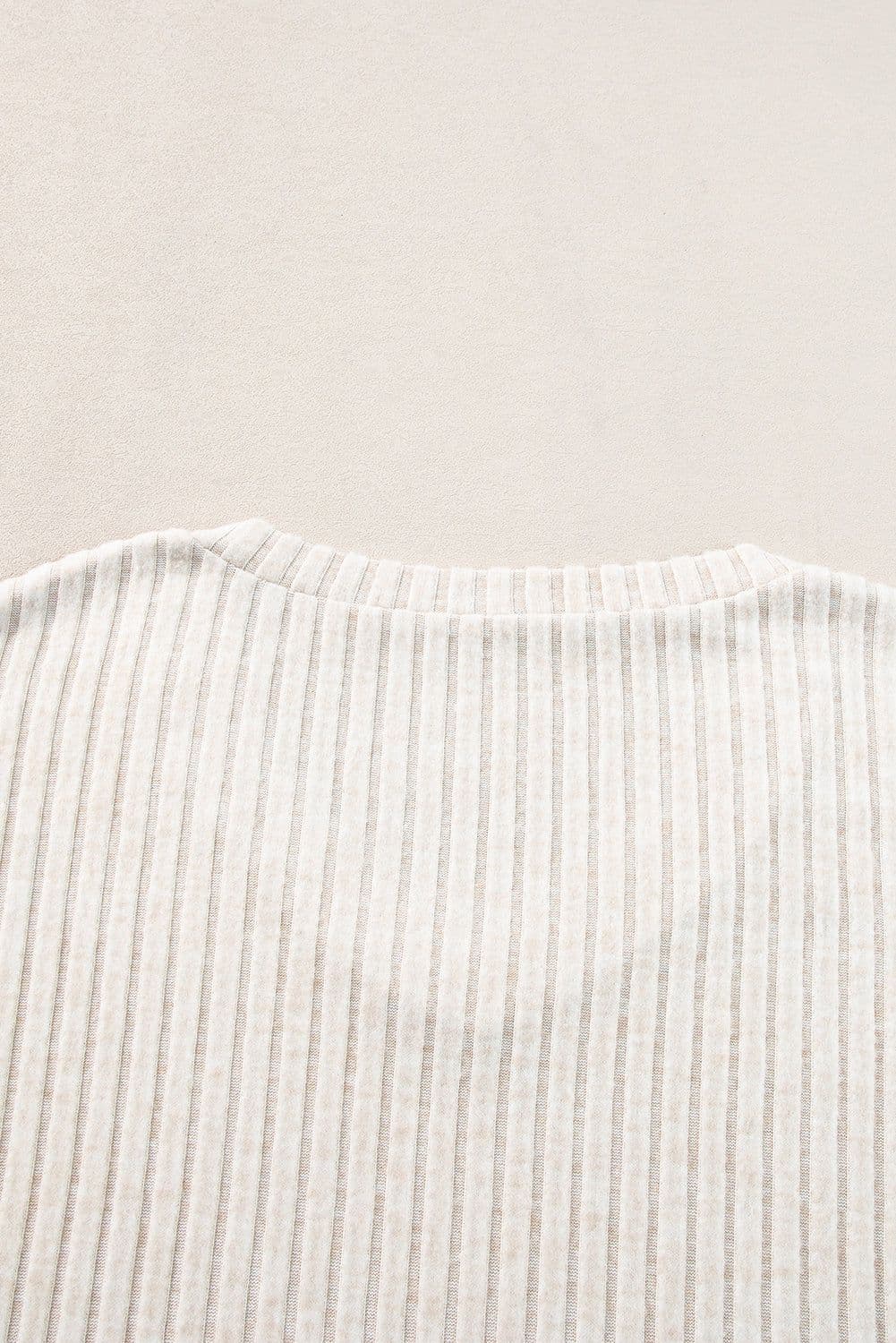 image-Ribbed Knit V Neck Slouchy Two-Piece Outfit - Khaki Modern Chic