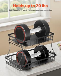 image-VEVOR 2 Tier Fruit Basket, Countertop Fruits Vegetable Bowl with Banana Hangers, Metal Wire Storage Stand for Kitchen Counter, Detachable Stackable Holder Organizer for Bread Snack Veggies, Black