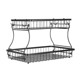 image-VEVOR 2 Tier Fruit Basket, Countertop Fruits Vegetable Bowl with Banana Hangers, Metal Wire Storage Stand for Kitchen Counter, Detachable Stackable Holder Organizer for Bread Snack Veggies, Black