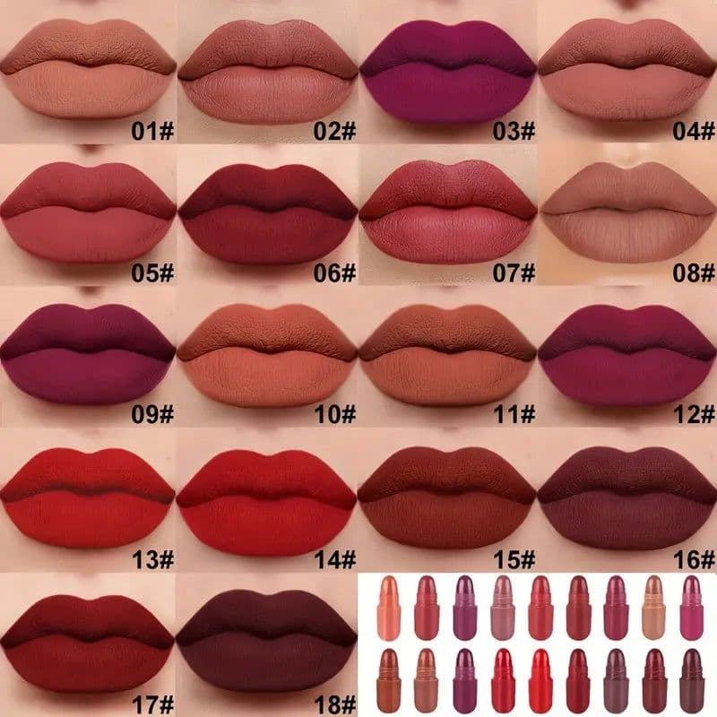 image-18pcs High-Pigment Matte Lipstick Set - Mini Capsule Collection for Long-Lasting Beauty