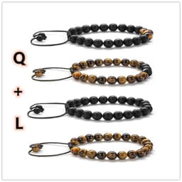 image-Tiger Eye Couple Bracelets Matte Black Agate Beads Bracelet