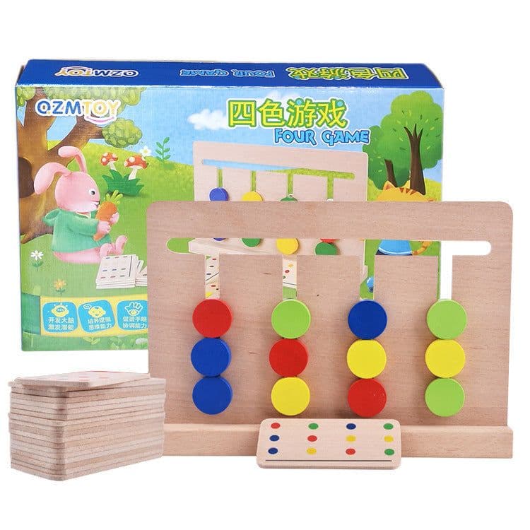 image-Wooden four-color game QZM23 children 3-6 years old enlightenment puzzle logic toys early education teaching aids 0.58