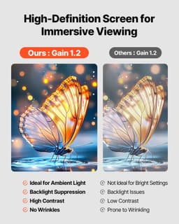 image-VEVOR Projector Screen with Stand, 60 Inch 160° Wide Angle Indoor Outdoor Projection Screen, 16:9 4K HD Wrinkleless Portable Tripod Screens with Carry Bag, for Movie Home Theater Office Presentation