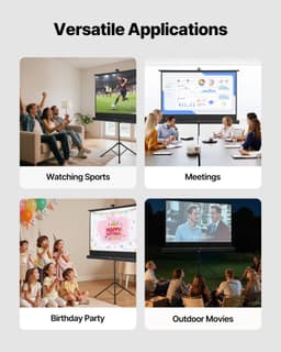 image-VEVOR Projector Screen with Stand, 60 Inch 160° Wide Angle Indoor Outdoor Projection Screen, 16:9 4K HD Wrinkleless Portable Tripod Screens with Carry Bag, for Movie Home Theater Office Presentation