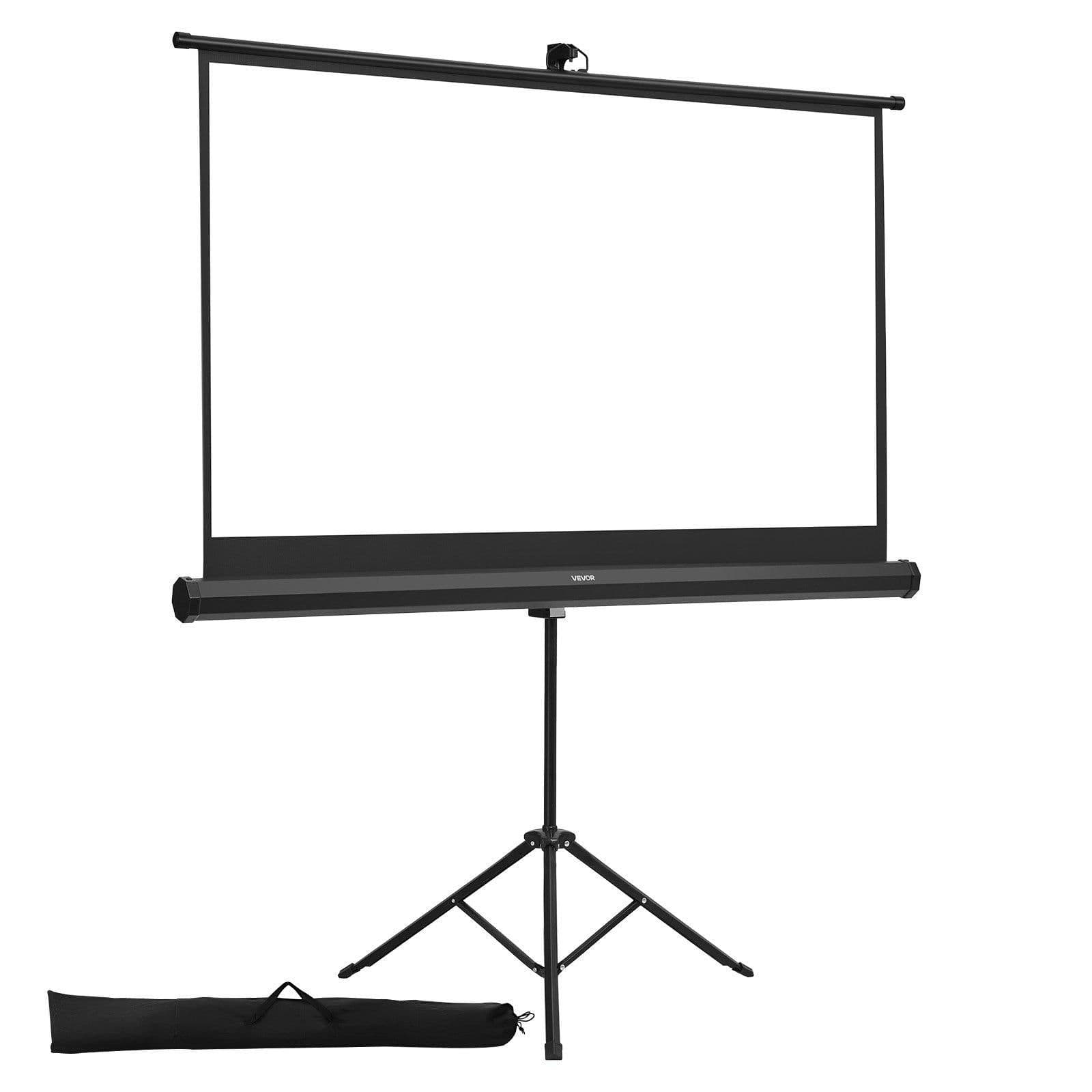 image-VEVOR Projector Screen with Stand, 60 Inch 160° Wide Angle Indoor Outdoor Projection Screen, 16:9 4K HD Wrinkleless Portable Tripod Screens with Carry Bag, for Movie Home Theater Office Presentation