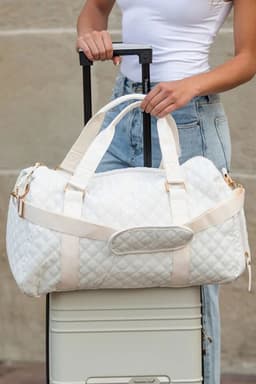 image-White Rhombus Textured Waterproof Travel Duffel Bag