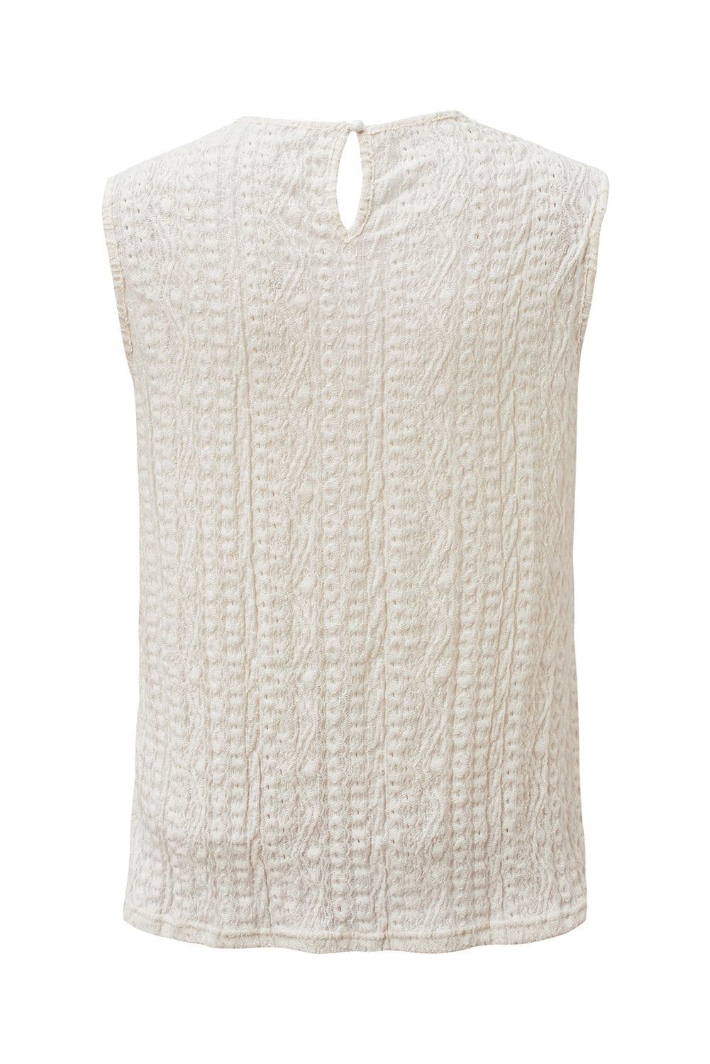 image-Guipure Lace Crochet Keyhole Back Tank Top - Apricot