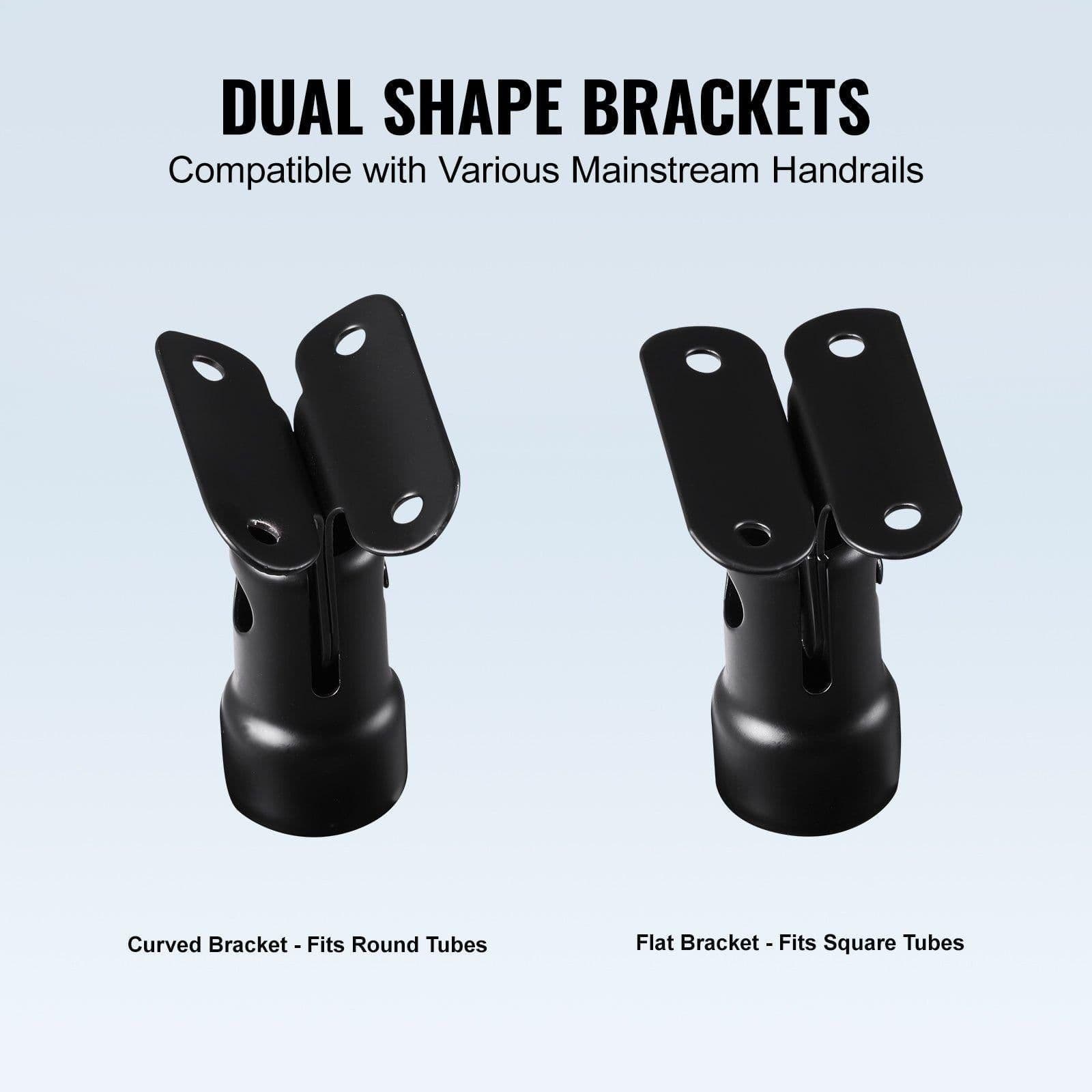image-VEVOR Glass Clamp, 35.83" Height Glass Railing Bracket for 0.39 "-0.47 " Thickness Tempered Glass, 304 Stainless Steel Glass Mounting Clamp, Glass Shelf Bracket for Balcony, Garden, Deck, Stair, Black