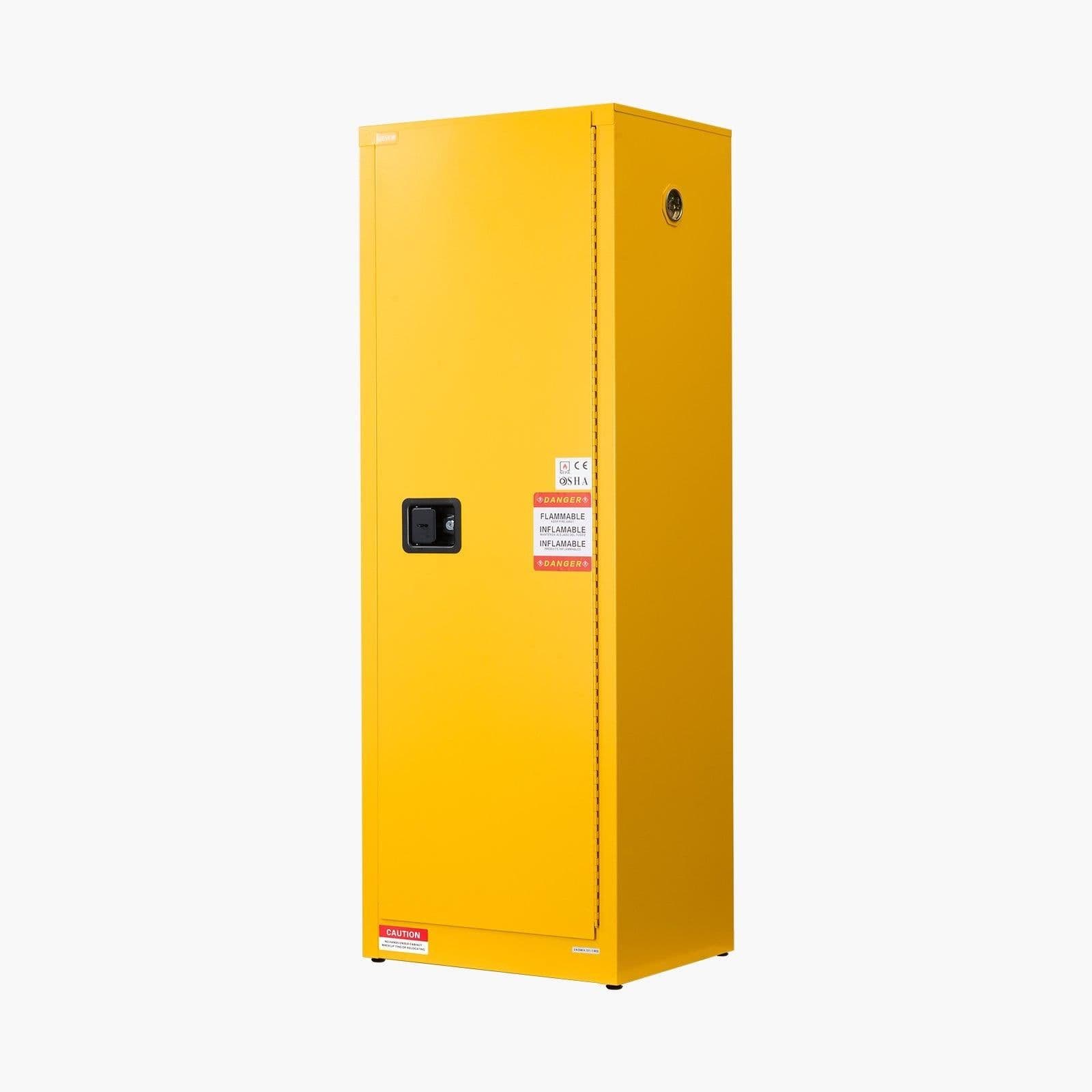 image-VEVOR Flammable Cabinet, 23.2 x 18.1 x 65.0 inch, 23 Gallon Flammable Storage Cabinet with Adjustable Shelf, Cold-Rolled and Galvanized Steel Fire Cabinets, for Commercial Industrial Home Use, Yellow