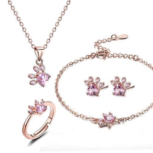 image-New Cat Bear Dog Paw Ring for Women Jewelry Sets