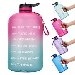 image-QuiFit Gallon Water Bottle with Straw Clear Plastic Drinking Bottles GYM Tool Jug BPA Free Sports Cup