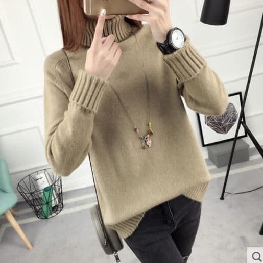 image-Gray Two Lapels Raglan Sleeve Cotton Sweater Women