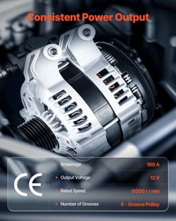 image-VEVOR Car Alternator 11598, Fit for Dodge Challenger V6 3.6L 2015-2021, Charger 2011-2021, Durango 2011-2020, Jeep Grand Cherokee 11-20, Ram 1500 13-15, Automotive Replacement Alternator 4210007040