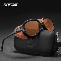 image-KDEAM Luxury Steampunk Pilot Sunglasses Men and Women Soft Leather Shield Glasses UV400 Protection KD2095