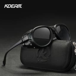 image-KDEAM Luxury Steampunk Pilot Sunglasses Men and Women Soft Leather Shield Glasses UV400 Protection KD2095