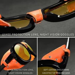 image-KDEAM Luxury Steampunk Pilot Sunglasses Men and Women Soft Leather Shield Glasses UV400 Protection KD2095