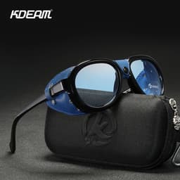 image-KDEAM Luxury Steampunk Pilot Sunglasses Men and Women Soft Leather Shield Glasses UV400 Protection KD2095