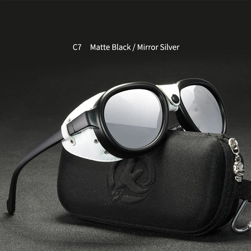 image-KDEAM Luxury Steampunk Pilot Sunglasses Men and Women Soft Leather Shield Glasses UV400 Protection KD2095