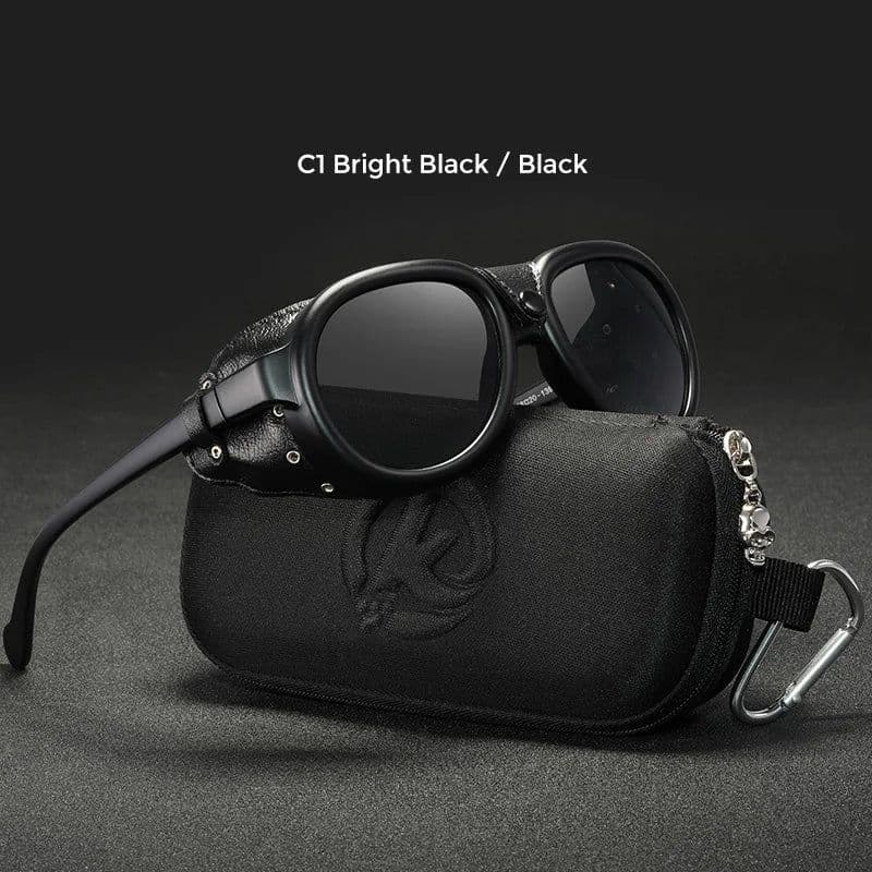 image-KDEAM Luxury Steampunk Pilot Sunglasses Men and Women Soft Leather Shield Glasses UV400 Protection KD2095