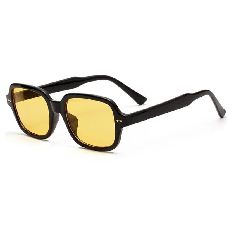 image-Punk Square Sunglasses Men Women Rivet Glasses Unisex Small Frame Sun Glasses Shades UV400 Yellow Lens Female Fashion Eyewear