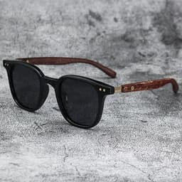 image-Sunglasses for Men Women's Trendy Retro Wood Grain Polarized UV Protection Eyewear Cycling Outdoor Street Photography