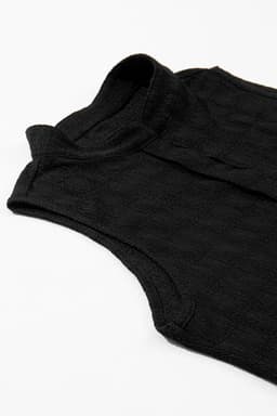 image-Black Lattice Split Neck Tank Top