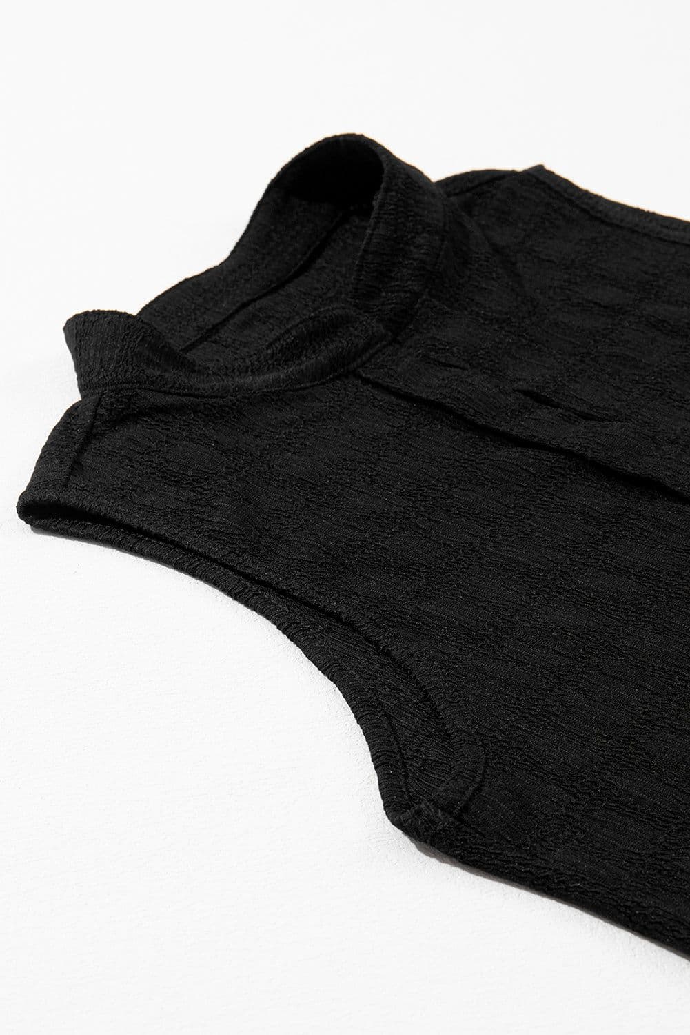 image-Black Lattice Split Neck Tank Top