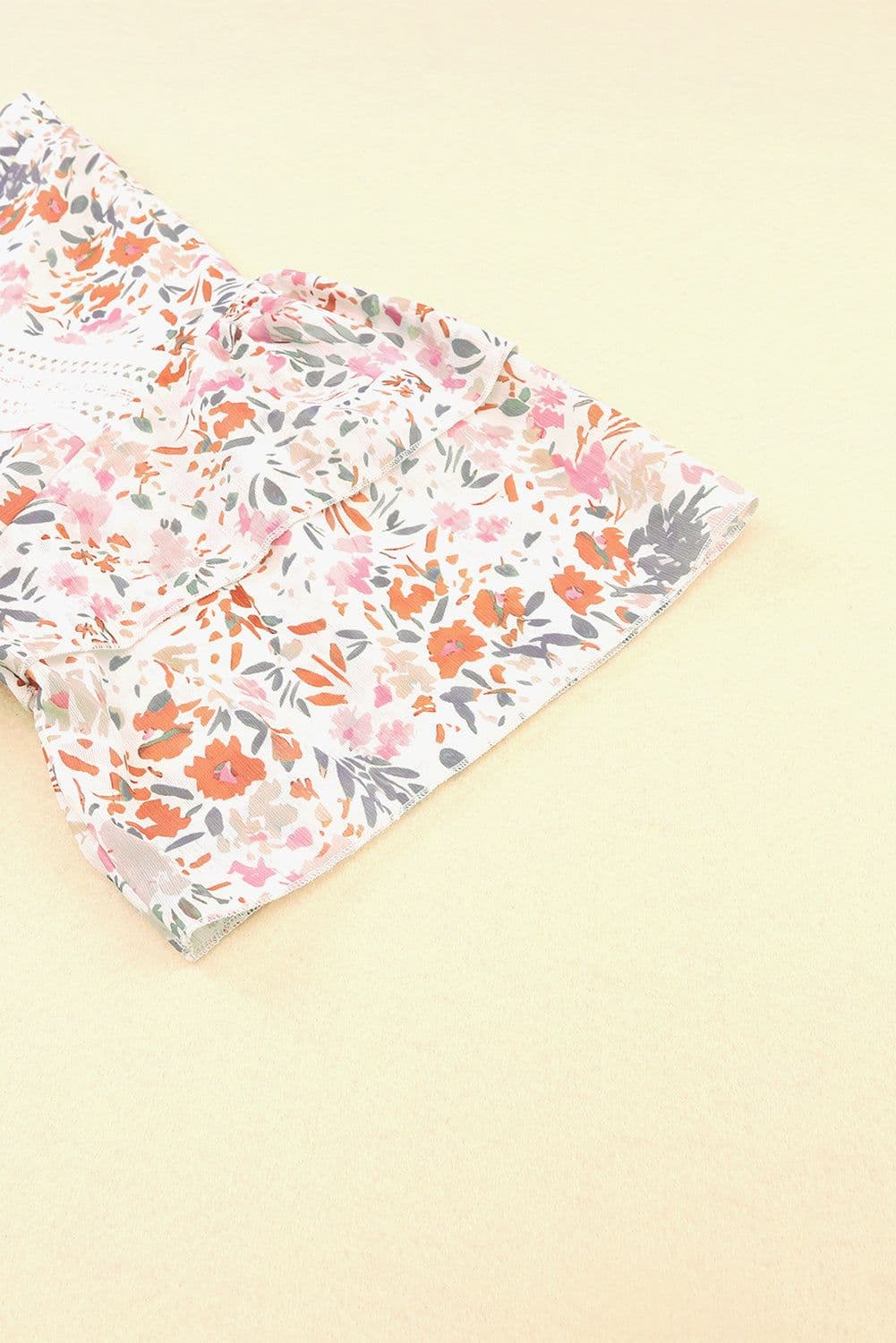 image-Floral Print Wide Ruffle Sleeves Blouse - Multicolor, Size S-XL