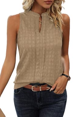 image-Black Lattice Split Neck Tank Top