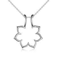 image-Sterling Silver Ring Holder Keeper Flower Pendant Necklace for Women