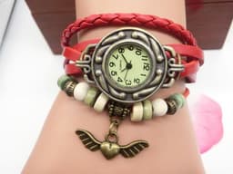 image-Vintage casual flying heart pendant bracelet belt watch