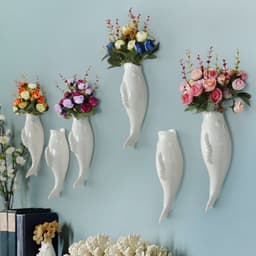 image-Simple Modern Creative Wall Ceramic Goldfish Vase Restaurant Mural Wall Hanging Three-Dimensional Wall Decoration Wholesale