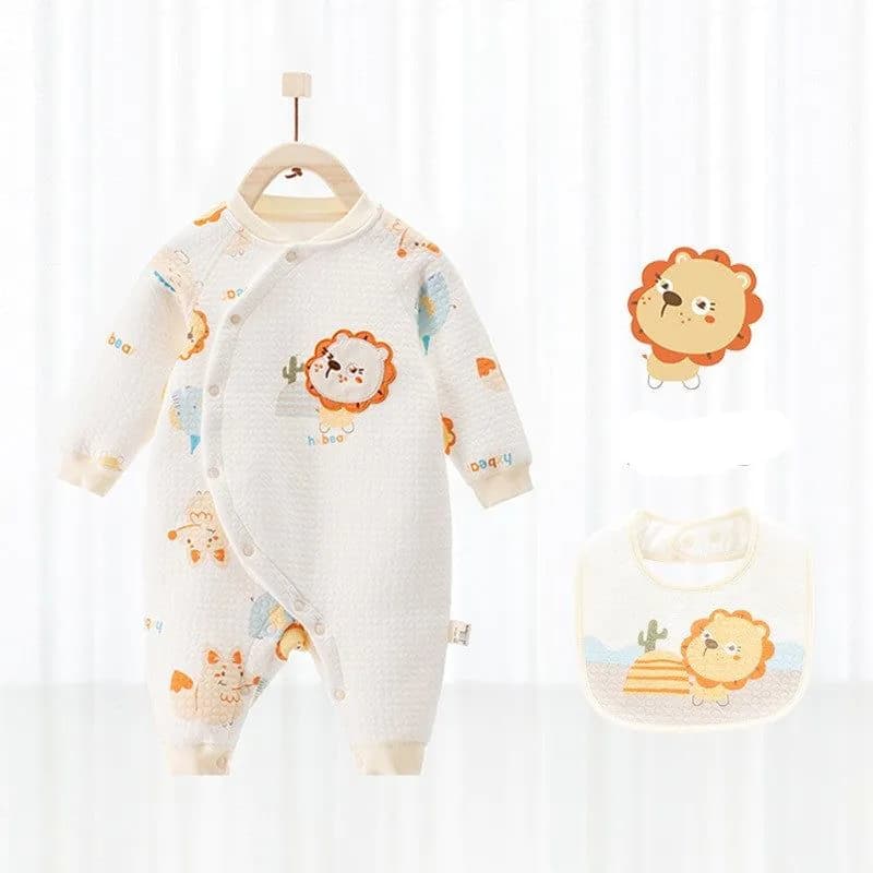 image-Cotton Thermal Clip Silk Onesie Newborn Climbing Baby Clothes