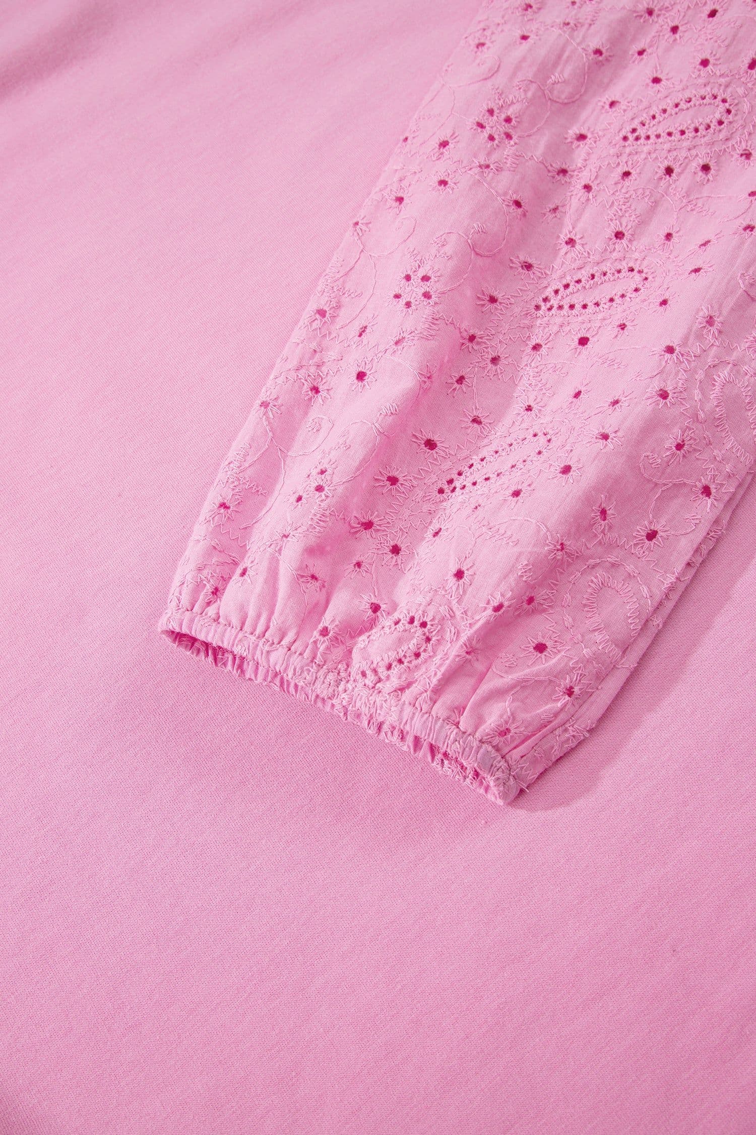 image-Pink Paisley Broderie Anglaise Long Sleeve Top