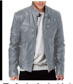 image-Gentleman's Warm Zipper Cardigan Pocket Decorated Pu Leather Coat