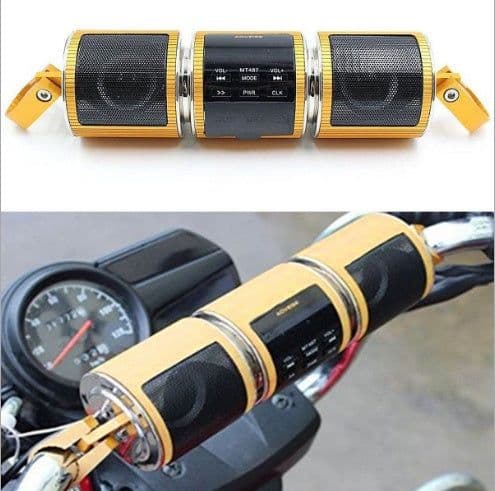 image-Motorcycle Bluetooth Music Player MP3 Motorcycle Stereo Speaker FM Radio Adjustable LED Screen