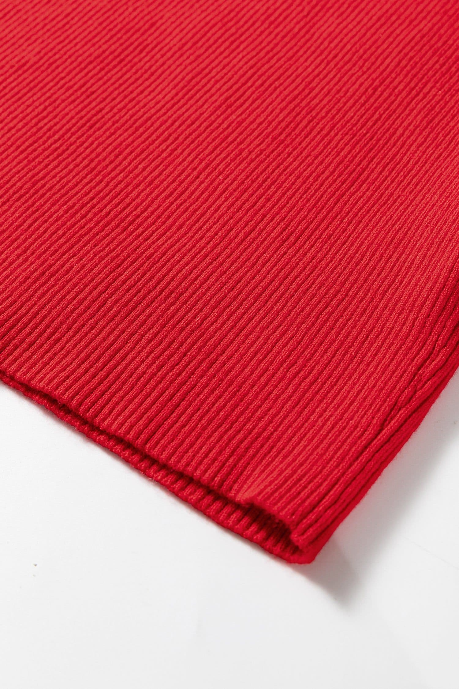 image-Fiery Red Sequin Sleeve Holiday Sweater - Square Neck